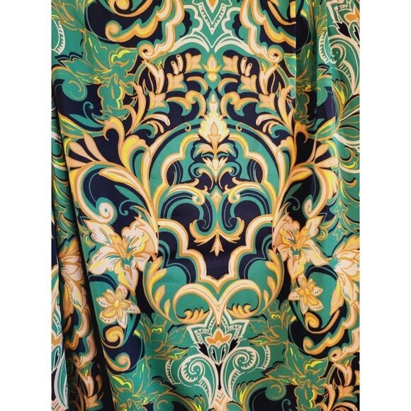 City Chic Plus Size XL 22 Drapey Tulip Faux Wrap Skirt/Silky/Green-Golden - Picture 4 of 12